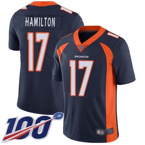 Men Denver Broncos 17 DaeSean Hamilton Navy Blue Alternate Vapor Untouchable Limited Player 100th Season Football NFL Jersey